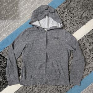 Victoria's Secret PINK Heather Gray Zip Up Hoodie, L, EUC